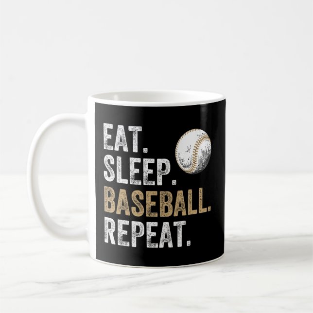 Eat Sleep Baseball Repeat Baseball And Player Fan Coffee Mug (Left)