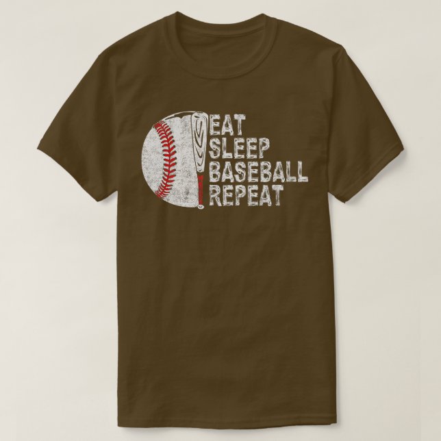 Eat Sleep Baseball Repeat Baseball Player Funny Ba T-Shirt (Design Front)