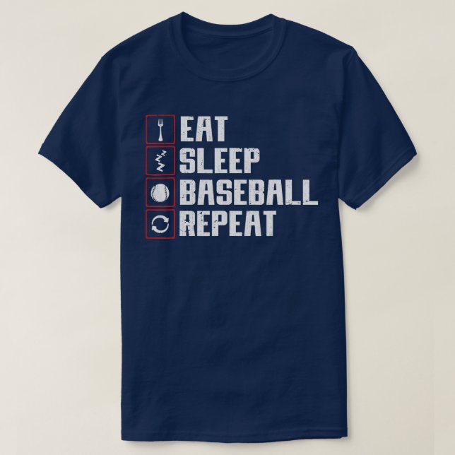 Eat Sleep Baseball Repeat Baseball Player Funny Ba T-Shirt (Design Front)