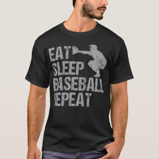 Eat Sleep Baseball Repeat Baseball Player Funny Ba T-Shirt