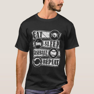Eat Sleep Baseball Repeat Distressed T-Shirt