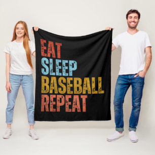 EAT SLEEP BASEBALL REPEAT FLEECE BLANKET