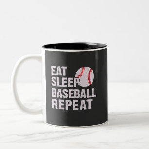eat sleep baseball repeat - funny baseball gift  Two-Tone coffee mug
