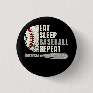 Eat Sleep Baseball Repeat Funny Baseball Player 1 Inch Round Button
