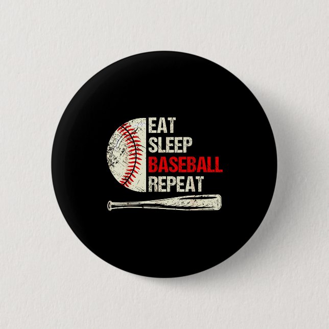 Eat Sleep Baseball Repeat Funny Baseball Player  2 Inch Round Button (Front)