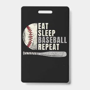 Eat Sleep Baseball Repeat Funny Baseball Player Badge