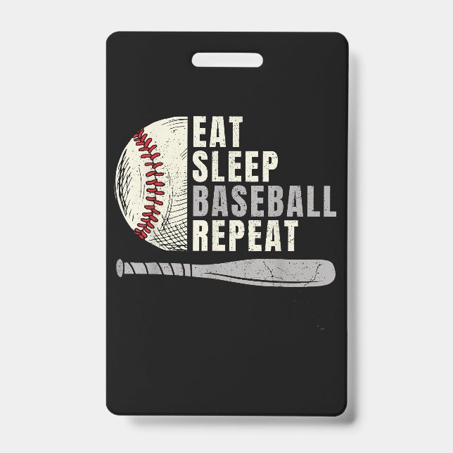 Eat Sleep Baseball Repeat Funny Baseball Player  Badge (Front)