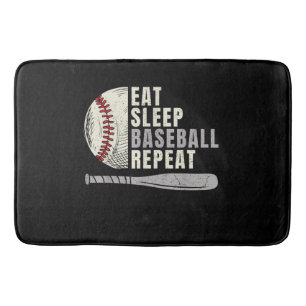 Eat Sleep Baseball Repeat Funny Baseball Player Bath Mat