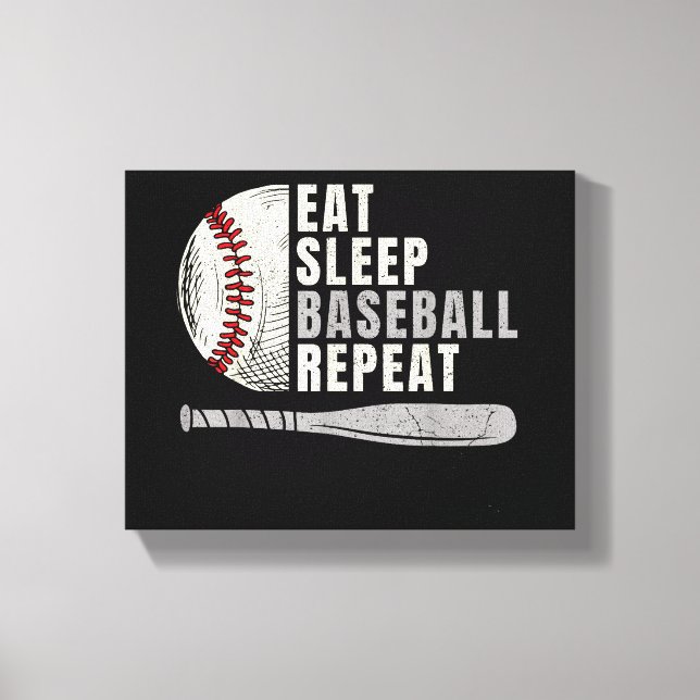 Eat Sleep Baseball Repeat Funny Baseball Player  Canvas Print (Front)