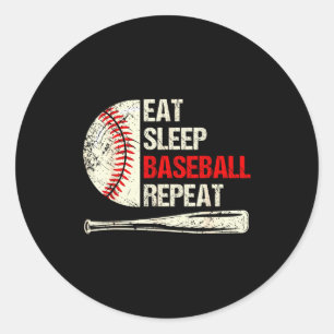 Eat Sleep Baseball Repeat Funny Baseball Player Classic Round Sticker