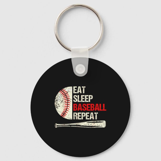 Eat Sleep Baseball Repeat Funny Baseball Player  Keychain (Front)