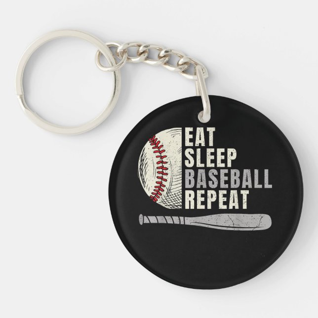 Eat Sleep Baseball Repeat Funny Baseball Player  Keychain (Front)