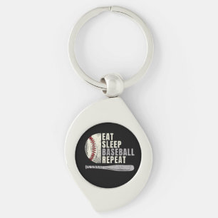 Eat Sleep Baseball Repeat Funny Baseball Player Keychain