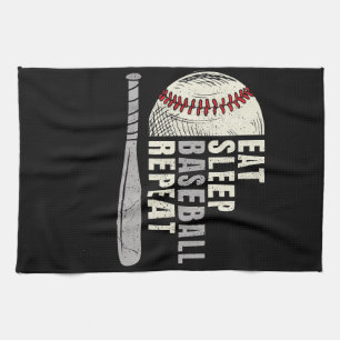 Eat Sleep Baseball Repeat Funny Baseball Player Kitchen Towel