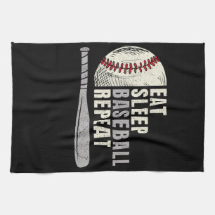 Eat Sleep Baseball Repeat Funny Baseball Player  Kitchen Towel