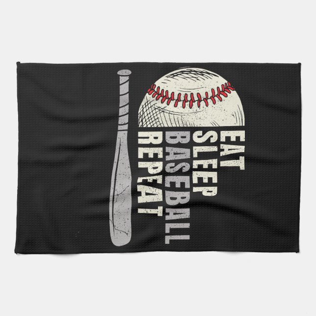 Eat Sleep Baseball Repeat Funny Baseball Player  Kitchen Towel (Horizontal)