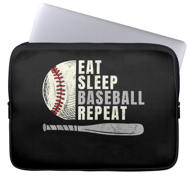 Eat Sleep Baseball Repeat Funny Baseball Player Laptop Sleeve (Front)