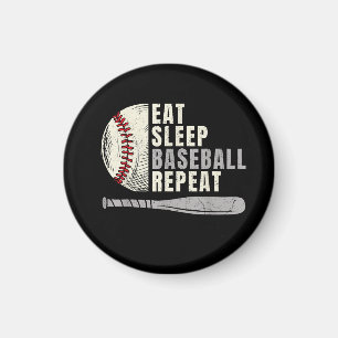 Eat Sleep Baseball Repeat Funny Baseball Player Magnet