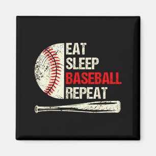 Eat Sleep Baseball Repeat Funny Baseball Player Magnet