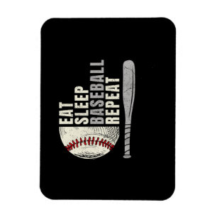 Eat Sleep Baseball Repeat Funny Baseball Player Magnet