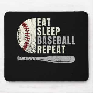 Eat Sleep Baseball Repeat Funny Baseball Player  Mouse Pad