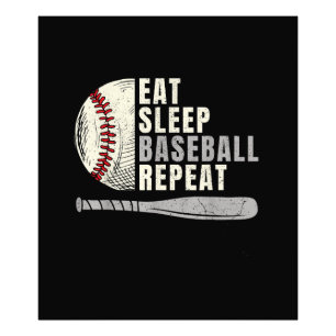 Eat Sleep Baseball Repeat Funny Baseball Player  Photo Print