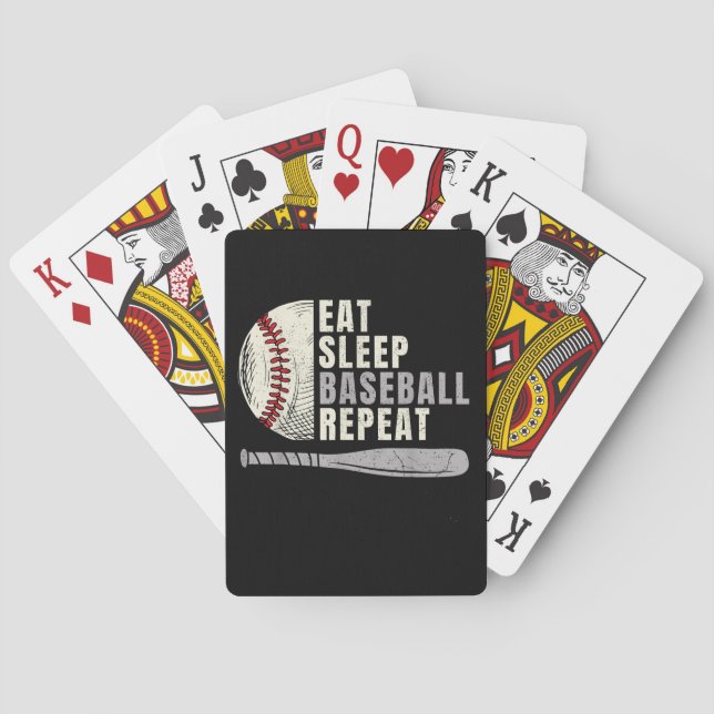 Eat Sleep Baseball Repeat Funny Baseball Player Playing Cards (Back)