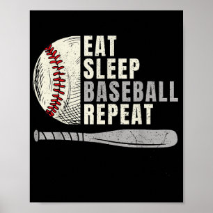 Eat Sleep Baseball Repeat Funny Baseball Player Poster