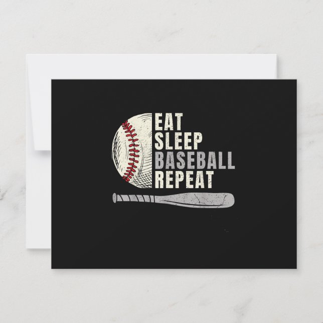 Eat Sleep Baseball Repeat Funny Baseball Player RSVP Card (Front)