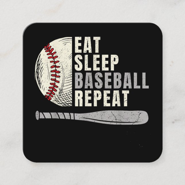 Eat Sleep Baseball Repeat Funny Baseball Player Square Business Card (Front)