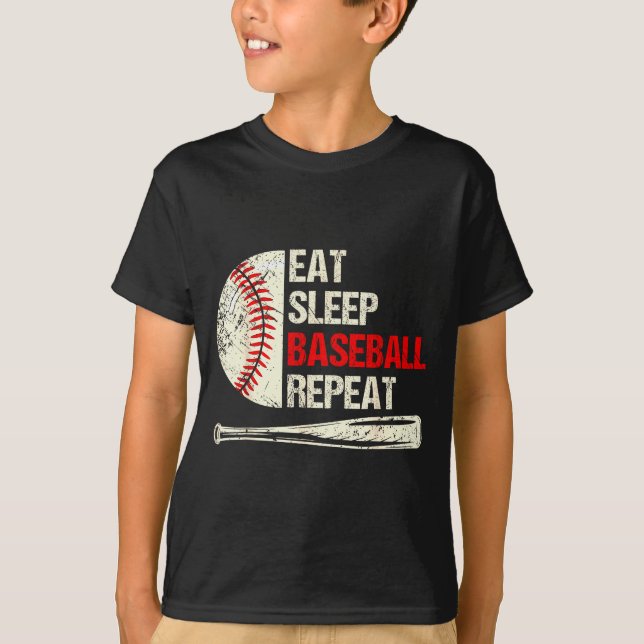 Eat Sleep Baseball Repeat Funny Baseball Player  T-Shirt (Front)