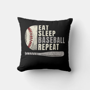 Eat Sleep Baseball Repeat Funny Baseball Player Throw Pillow