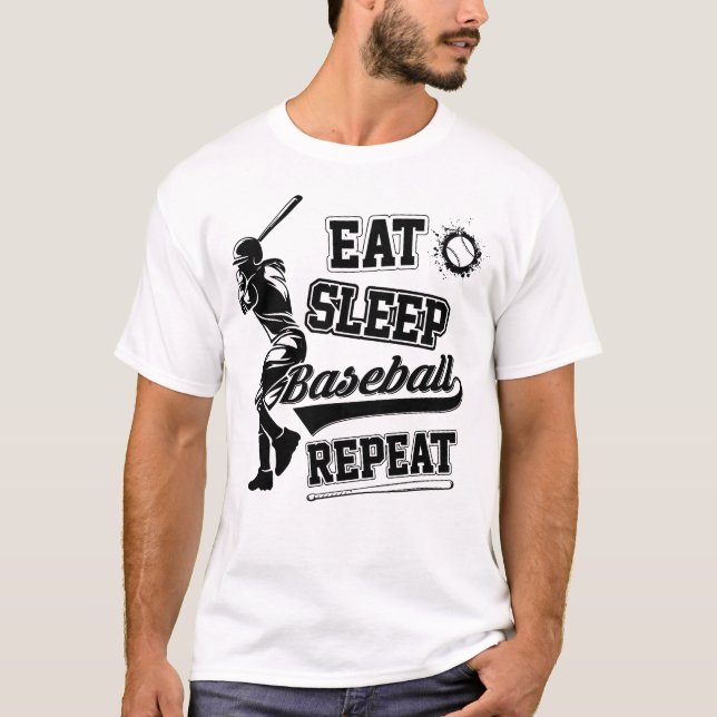 eat sleep baseball repeat funny baseball shirt (Front)