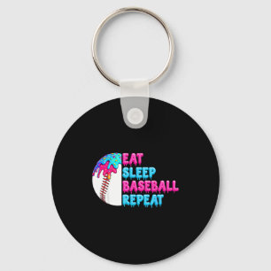 Eat sleep baseball repeat funny boys baseball drip keychain
