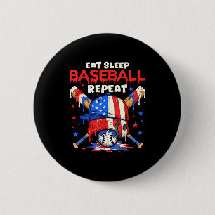 Eat Sleep Baseball Repeat Funny Ice Cream Drip Cro 2 Inch Round Button