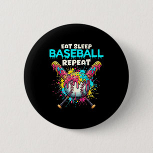 Eat Sleep Baseball Repeat Funny Ice Cream Drip Cro 2 Inch Round Button
