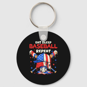 Eat Sleep Baseball Repeat Funny Ice Cream Drip Cro Keychain
