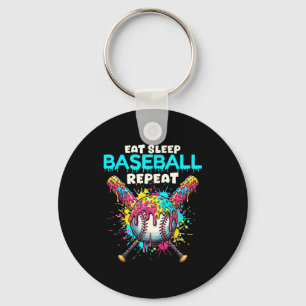 Eat Sleep Baseball Repeat Funny Ice Cream Drip Cro Keychain