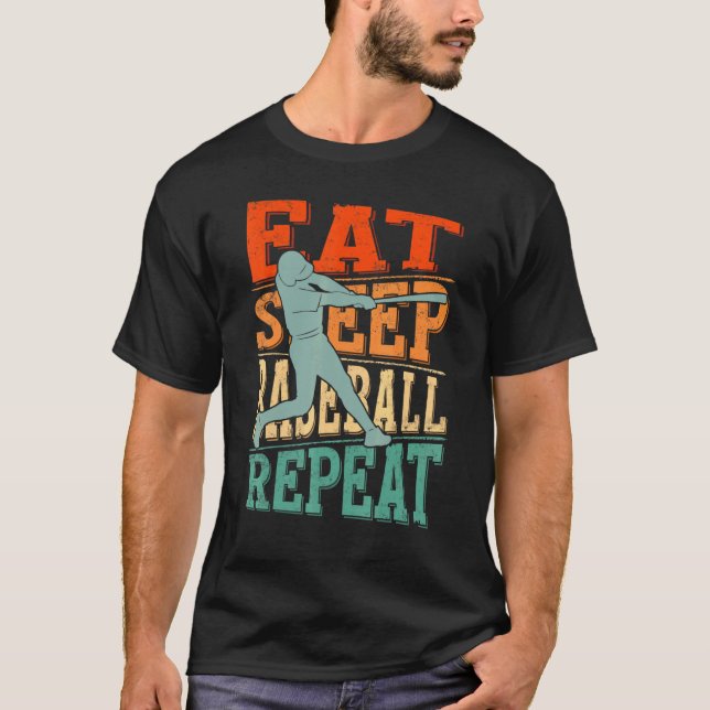 Eat Sleep Baseball Repeat Players Pitcher Fans T-Shirt (Front)