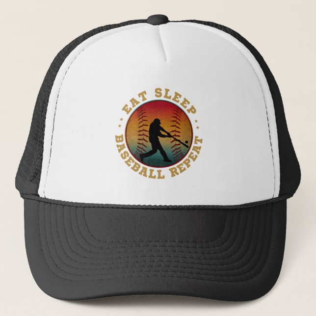 Eat Sleep Baseball Repeat Vintage  Trucker Hat (Front)