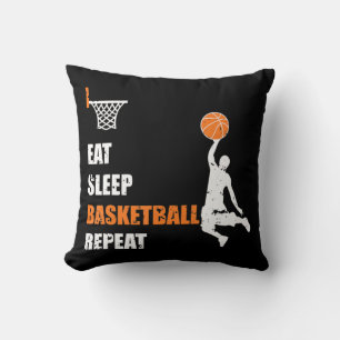 Eat Sleep Basketball Repeat Basketball Boys and G Throw Pillow