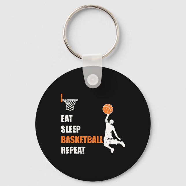 Eat Sleep Basketball Repeat Basketball Boys and Gi Keychain (Front)