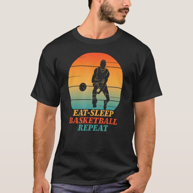 Eat Sleep Basketball Repeat Basketball Player Vint T-Shirt (Front)