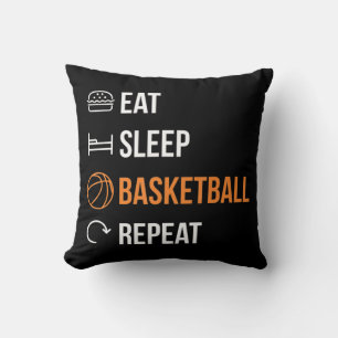 Eat Sleep Basketball Repeat Basketball Throw Pillow