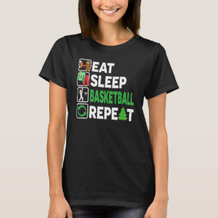 Eat Sleep Basketball Repeat Christmas Pajama Teen T-Shirt