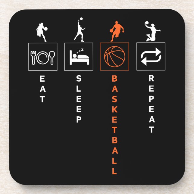 Eat Sleep Basketball Repeat Coaster (Front)