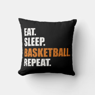 Eat Sleep Basketball Repeat Hoodie Throw Pillow