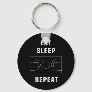 eat sleep basketball repeat keychain