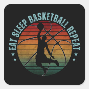 EAT SLEEP BASKETBALL REPEAT SQUARE STICKER