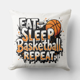 Eat sleep basketball repeat throw pillow